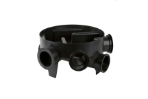 Inspection Chamber Base 450mm Diameter (225mm Invert) Inc. 3 Socket Plugs Black