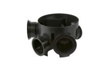 Shallow Access Chamber 280mm Diameter (205mm Invert) Inc. 2 Socket Plugs Black
