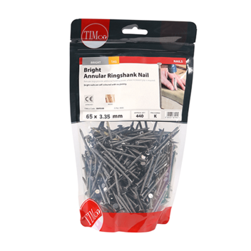 Timco Annular Ringshank Nails Bright - 65 x 3.35mm (1kg)