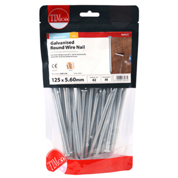 Timco Round Wire Nails Galvanised - 125 x 5.60mm (1kg)