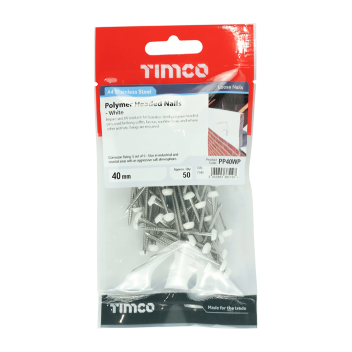 Timco Polymer Headed Pins A4 Stainless Steel White - 40mm (250pcs)