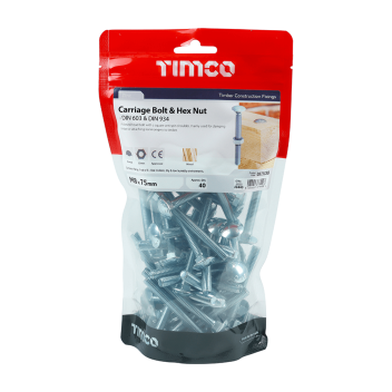 Timco Carriage Bolts & Hex Nut -  M8 x  75mm (40pcs)