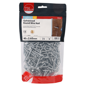Timco Round Wire Nails Galvanised -  40 x 2.65mm (1kg)