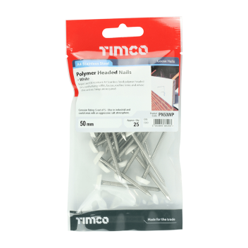 Timco Polymer Headed Nails A4 Stainless Steel White - 50mm (100pcs)
