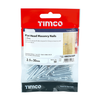 Timco Masonry Nails Zinc - 2.5 x 30mm (100pcs)