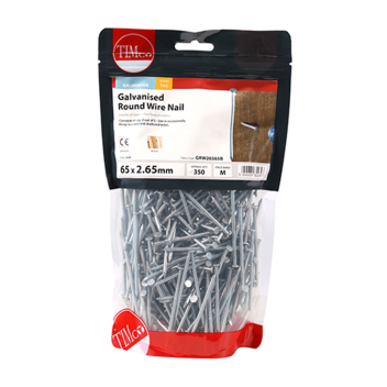 Timco Round Wire Nails Galvanised -  65 x 2.65mm (1kg)