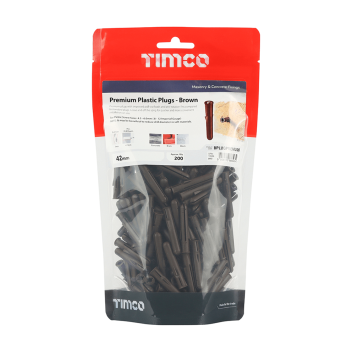 Timco Premium Plastic Plugs - Brown (200pcs)