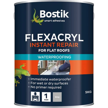 Bostik Flexacryl Instant Waterproof Roof Coating Grey - 5kg