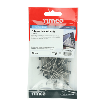 Timco Polymer Headed Pins A4 Stainless Steel Black - 40mm (250pcs)