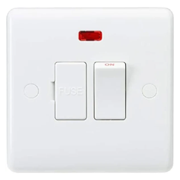 13A Switched Slimline Fused Socket with Neon  - White