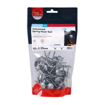 Timco Spring Head Nails Galvanised - 65 x 3.35mm (0.5kg)