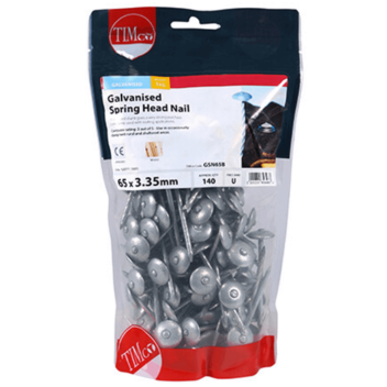 Timco Spring Head Nails Galvanised - 65 x 3.35mm (1kg)